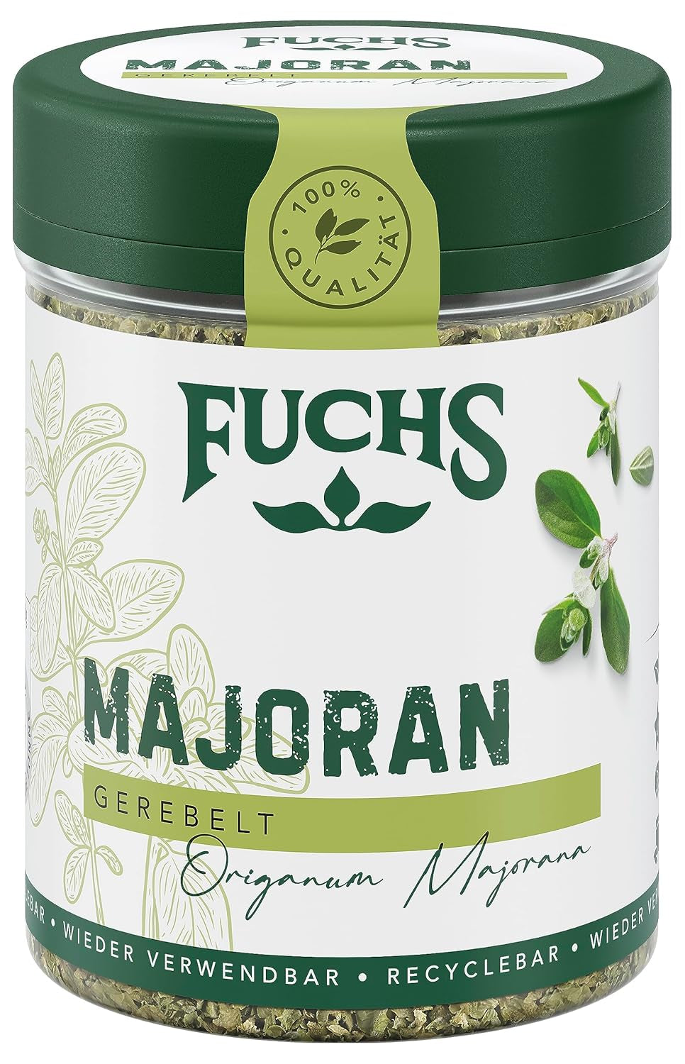 Fuchs Gewürze - Marjolaine gerebelt - zum Würzen von Kartoffelgerichten, Fleischgerichten oder Eintöpfen - ingrédients naturels - 10 g dans une dose wiederverwendbarer, recyclebarer