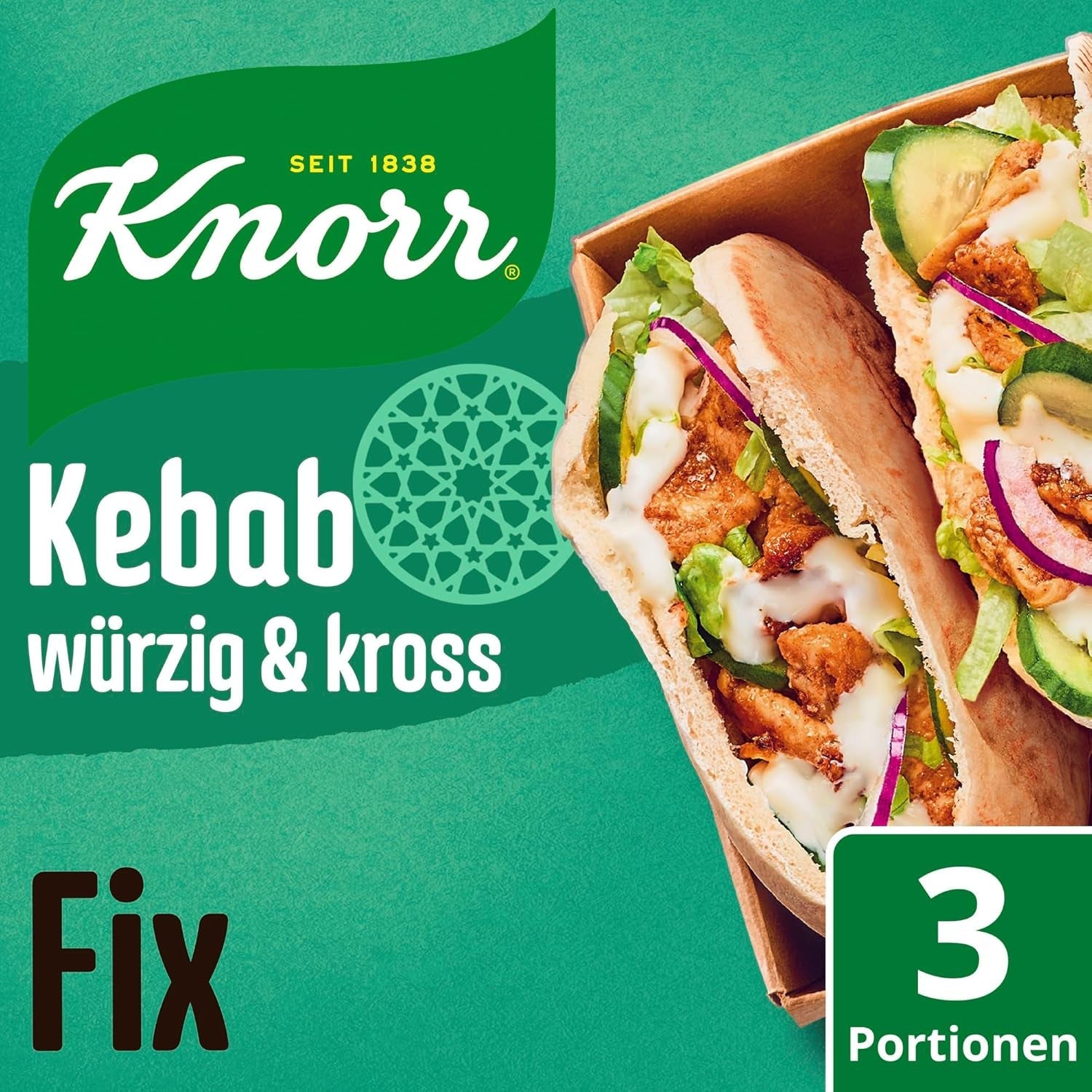 Knorr Fix Kebab pour un würzig et des krosses Hähnchen Gericht sans geschmacksverstärkende Zusatzstoffe 3 Portionen