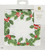 Talking Tables 20 serviettes en papier XL de Noël avec motif houx | Lingettes jetables de luxe | Réutilisable | Idéal pour Noël et les dîners | Haute qualité | 40cmX40cm
