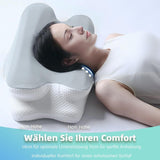 RUMMY Oreiller ergonomique en mousse à mémoire de forme avec housse amovible et lavable pour dormeurs sur le côté et sur le ventre (gris) Oreillers orthopédiques cervicaux Naty Shop