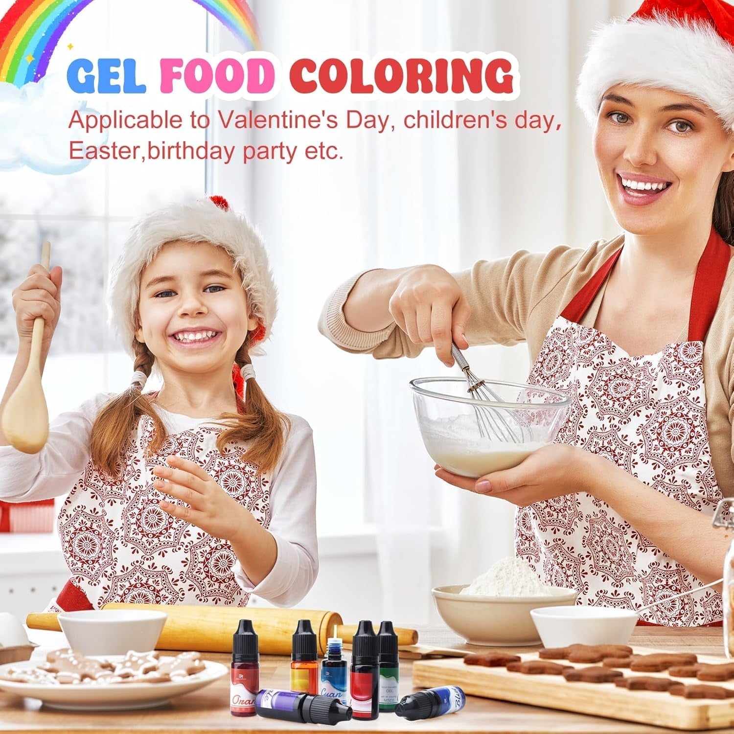 Colorant Alimentaire en Gel - 7 x 15 ml Colorant Alimentaire Concentré Couleur Arc-en-Ciel pour Décoration de Gâteaux, Cuisson, Biscuits, Macarons - Colorant Alimentaire Sans Sucre pour Boissons, Décoration de Gâteaux, Slime DIY