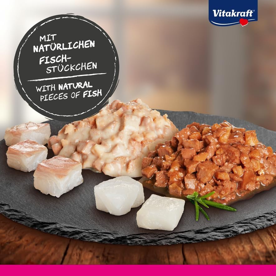 Vitakraft Poésie Délice, Sélection de Poisson, Nassfutter Katze, Katzennassfutter en Sauce, avec Seelachs, mit Kabeljau, ohne Zusatz von Zucker und Getreide (1 paquet avec 6x 85g)