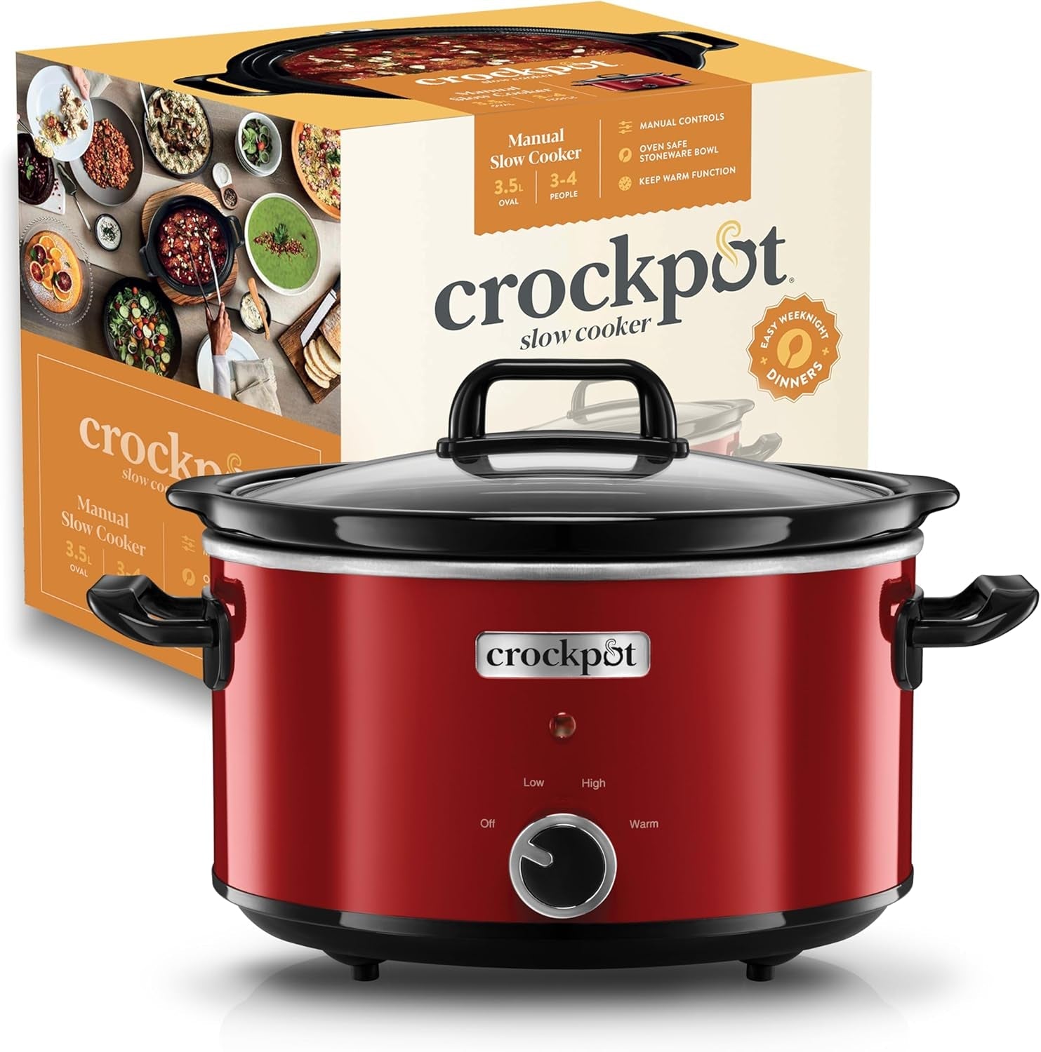 Mijoteuse à mijoteuse, 2 réglages de température + fonction maintien au chaud, 3,5 litres (3-4 personnes), rouge [SCV400RD] Mijoteuse Naty Shop Titre par défaut