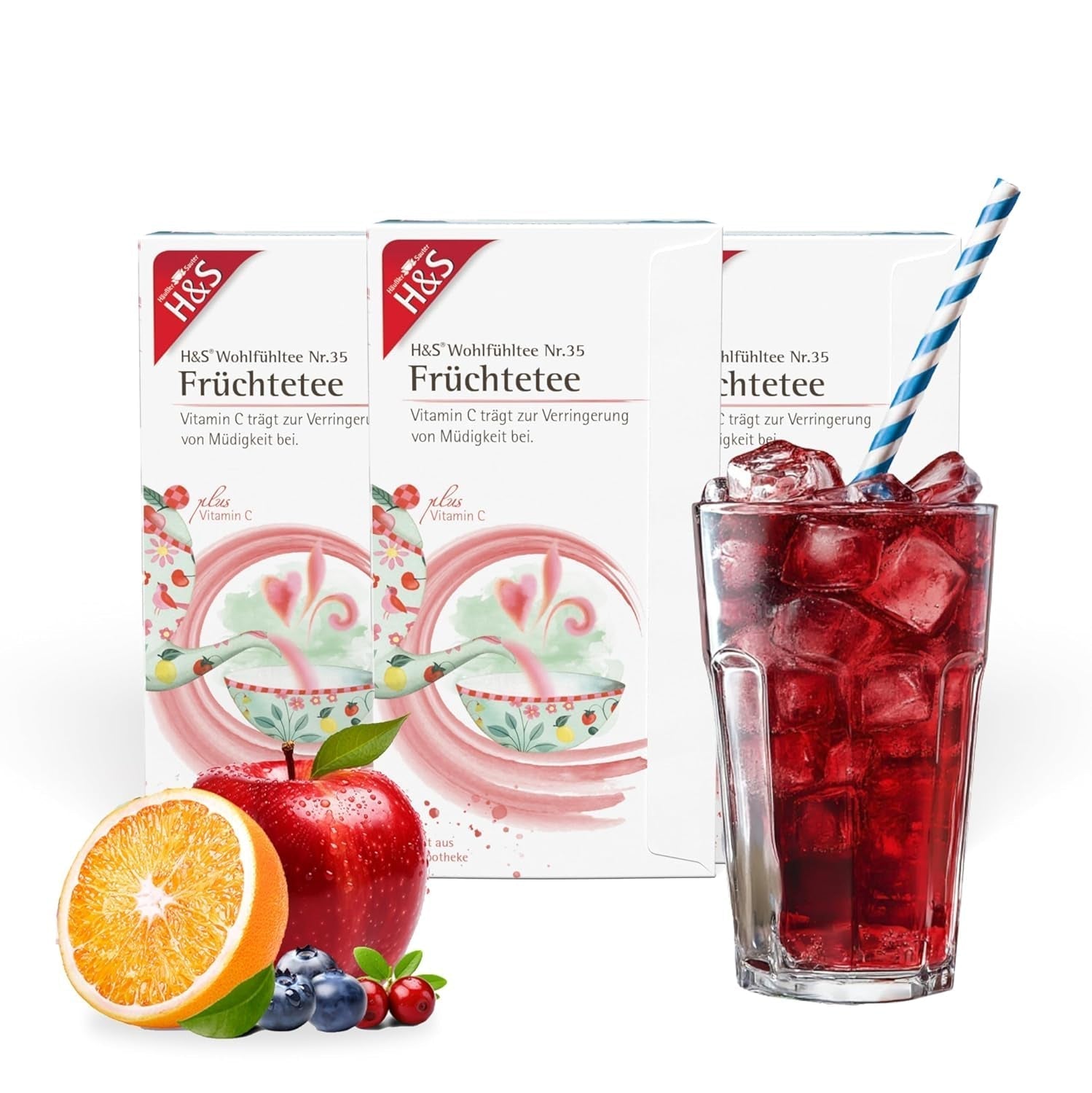 Thé aux fruits H&S à la vitamine C : mélange de thé aux fruits savoureux et rafraîchissant, 20 x 2,7 g