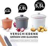 Pot à ail Römertopf pot frais en argile naturelle pour une longue durée de conservation des aliments comme l'ail Ø 12,5 cm blanc Boîtes de conservation alimentaire Naty Shop