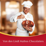 Présentation du dessus de chocolat Lindor | 1718 g and chocolate bars with marzipan | 25 barres x 50g en présentoir | 1250g | Pâte d'amande pure recouverte de chocolat noir | Barres de chocolat