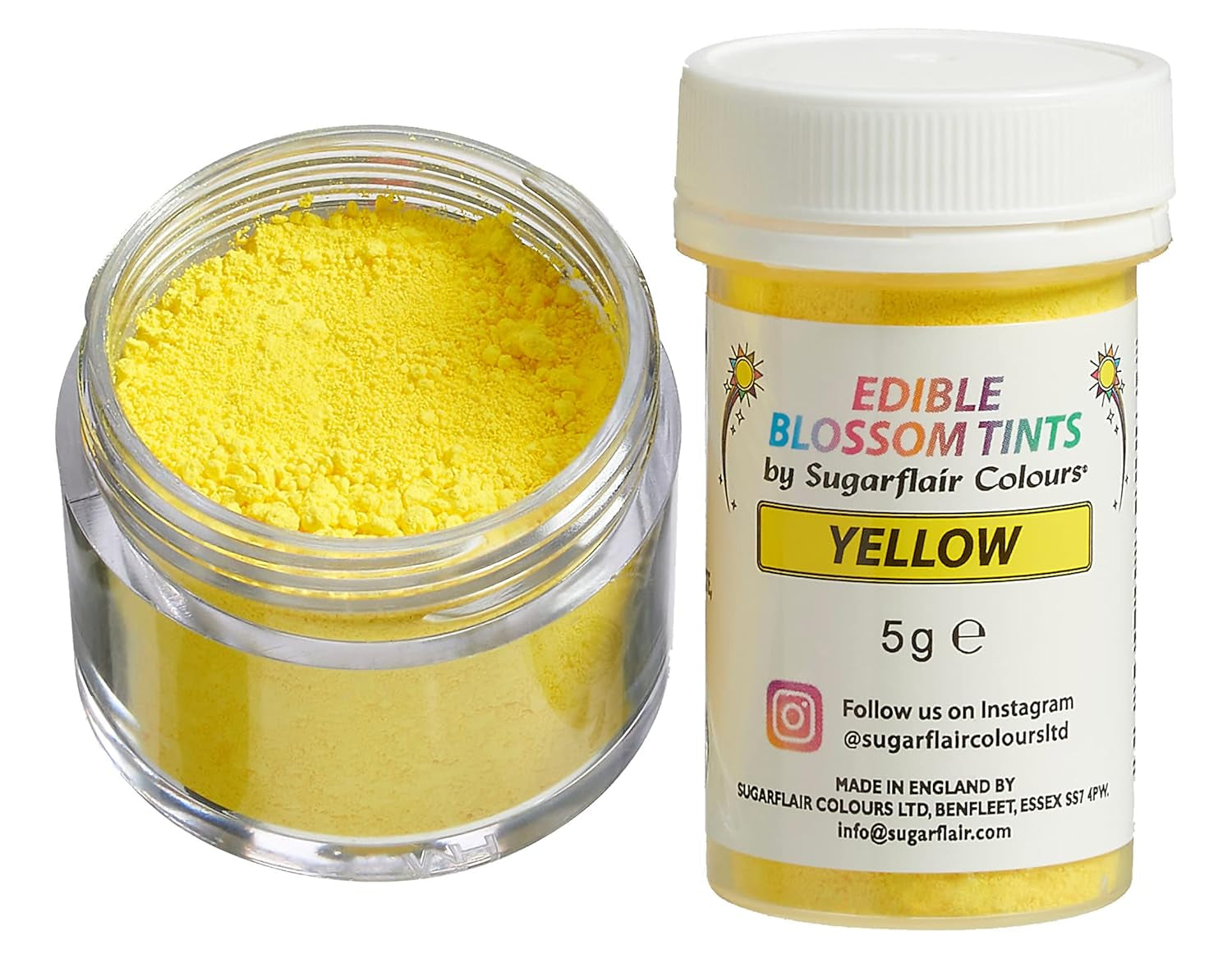Sugarflair Blossom Tint Dust Yellow Colorant alimentaire en poudre – Colorant alimentaire en poudre pour décoration de gâteaux, pâte à sucre, fondant, glaçage, chocolat, crème au beurre, macarons et plus encore – 5 g