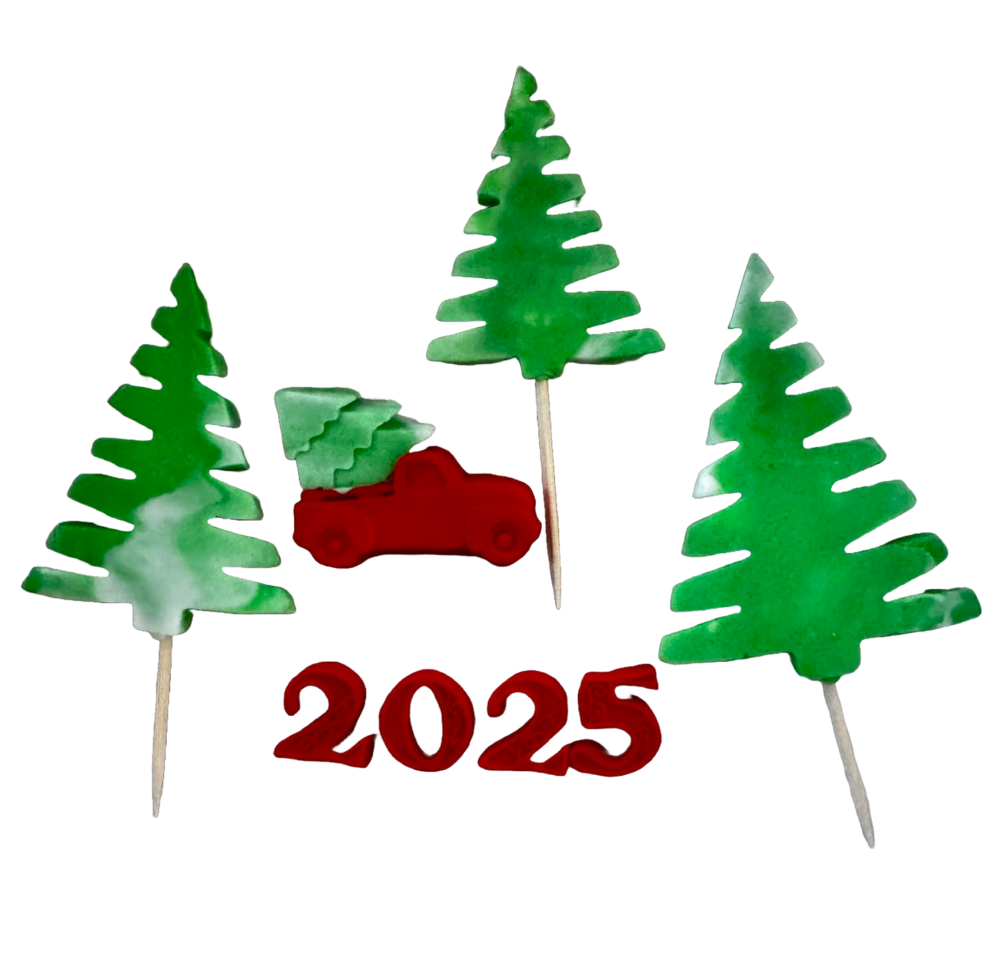 Lot de 5 décorations comestibles en pâte à sucre, Joyeux anniversaire, 2025 Décorations en pâte à sucre Naty Shop
