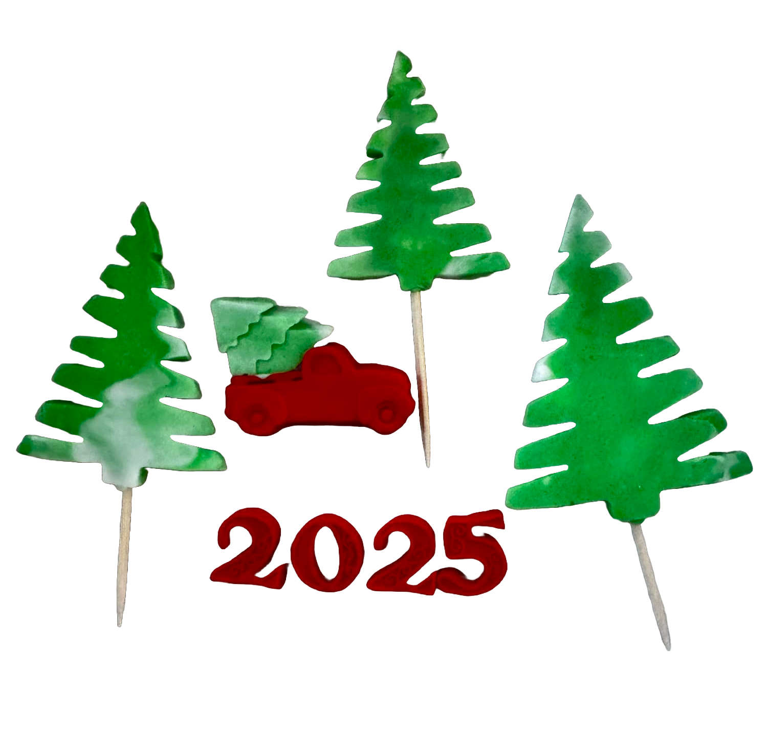 Lot de 5 décorations comestibles en pâte à sucre, Joyeux anniversaire, 2025 Décorations en pâte à sucre Naty Shop