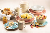 MÄSER Bel Tempo II Teller-Set for 6 Personen im modernen Vintage Look, 12-teiliges Tafelservice, handbemalt, Türkis, Steingut, 27 centimètres