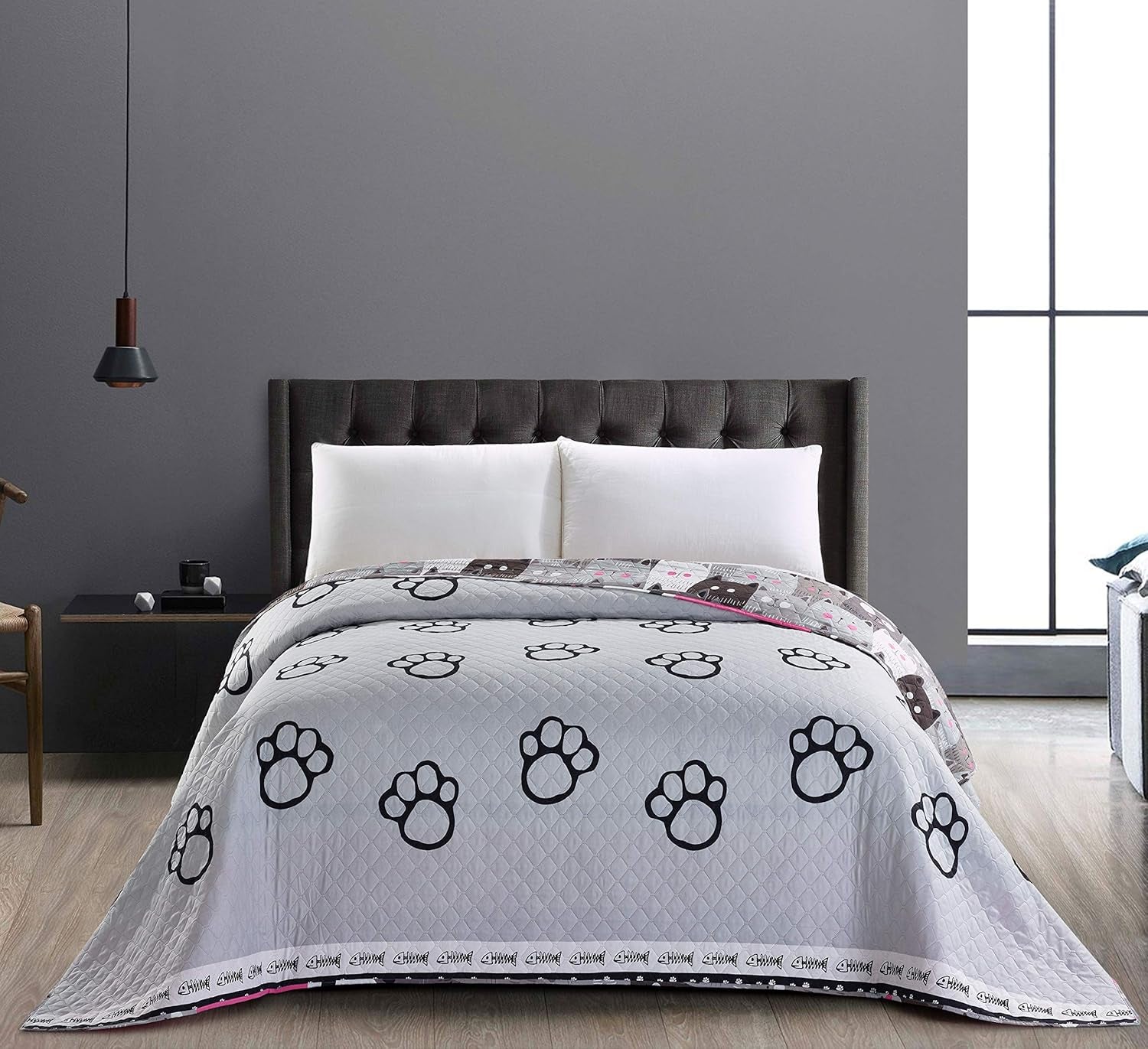 Decoking 32350 Couvre-lit 220X240 Cm Couvre-lit double face microfibre facile d'entretien Beige Marron clair Marron cacao Gris Acier Anthracite Graphite Noir Blanc Rose Chats Invasion de chats Lits et Couvertures Beuche den DecoKing-Store