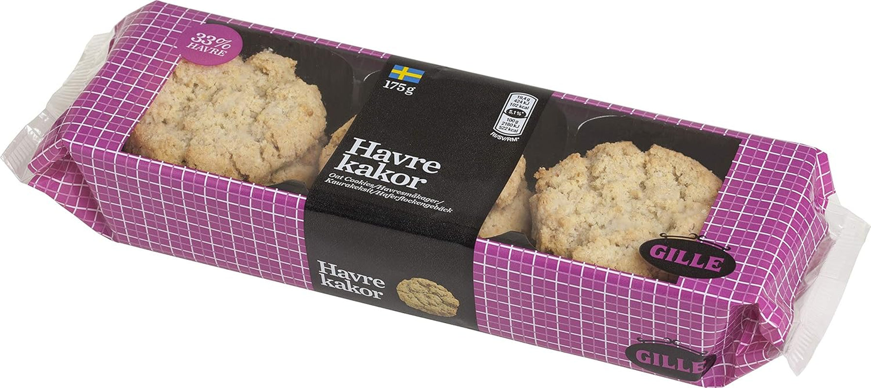 Biscuits suédois à l'avoine Gille, 175 g (1 paquet)