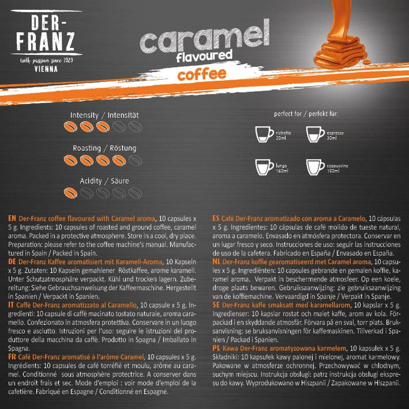 Kaffee Kapseln compatible Nespresso, 1 x 10 Kapseln, arôme caramel