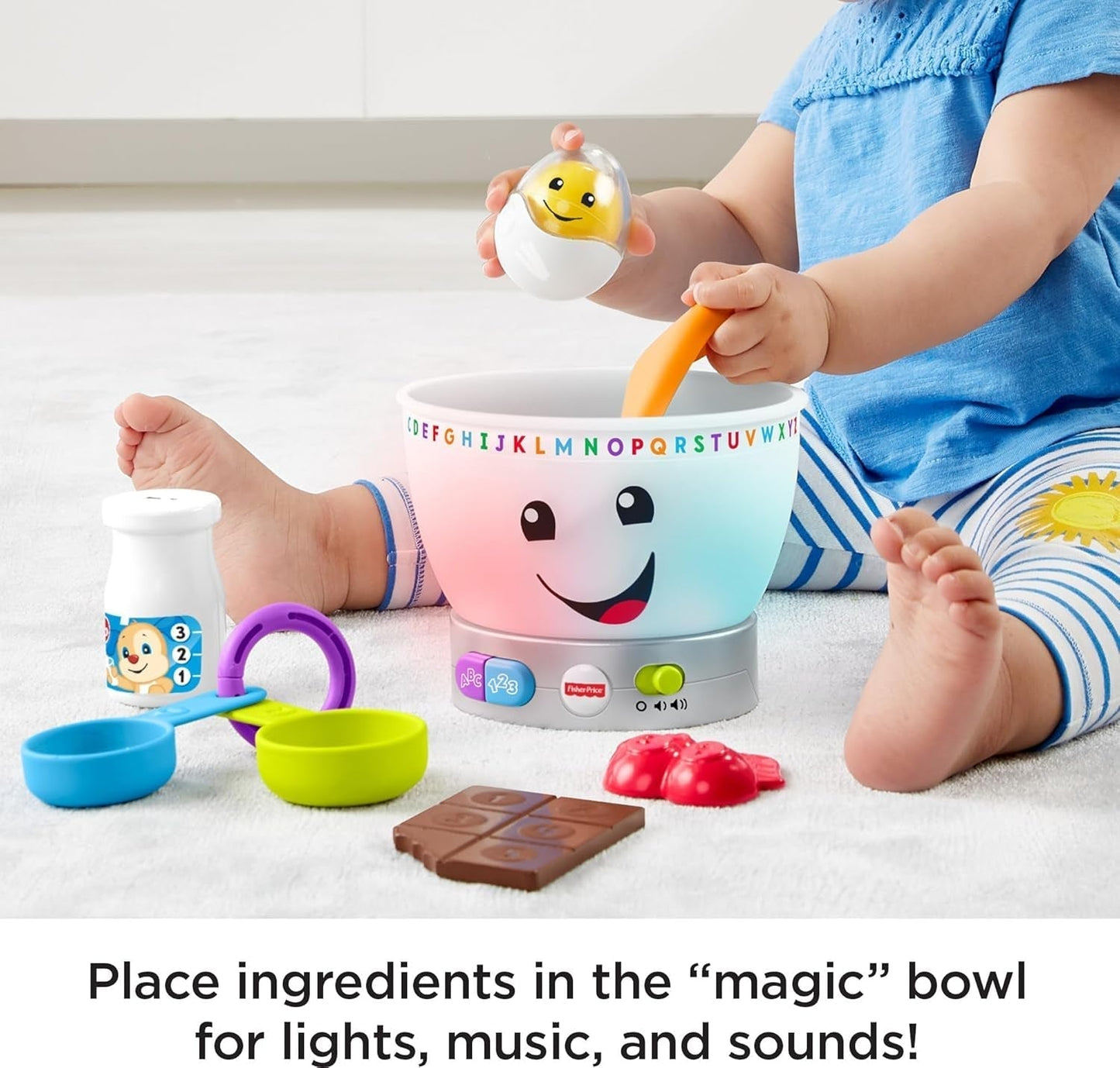 Jouet d'apprentissage pour bébé Fisher-Price Laugh & Learn, bol de mélange de couleurs magiques avec musique et lumières pour 6 mois et plus, GJW20 Baby Toys Naty Shop