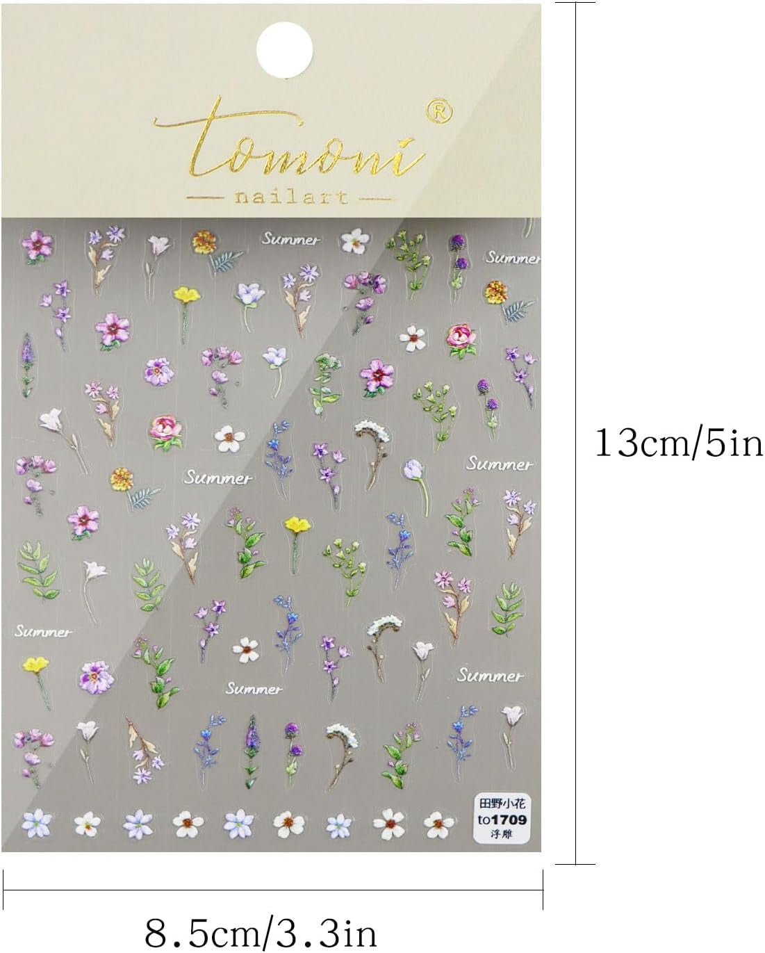 JMEOWIO Autocollant de manucure 3D en forme de fleur d'été floral pour nail art