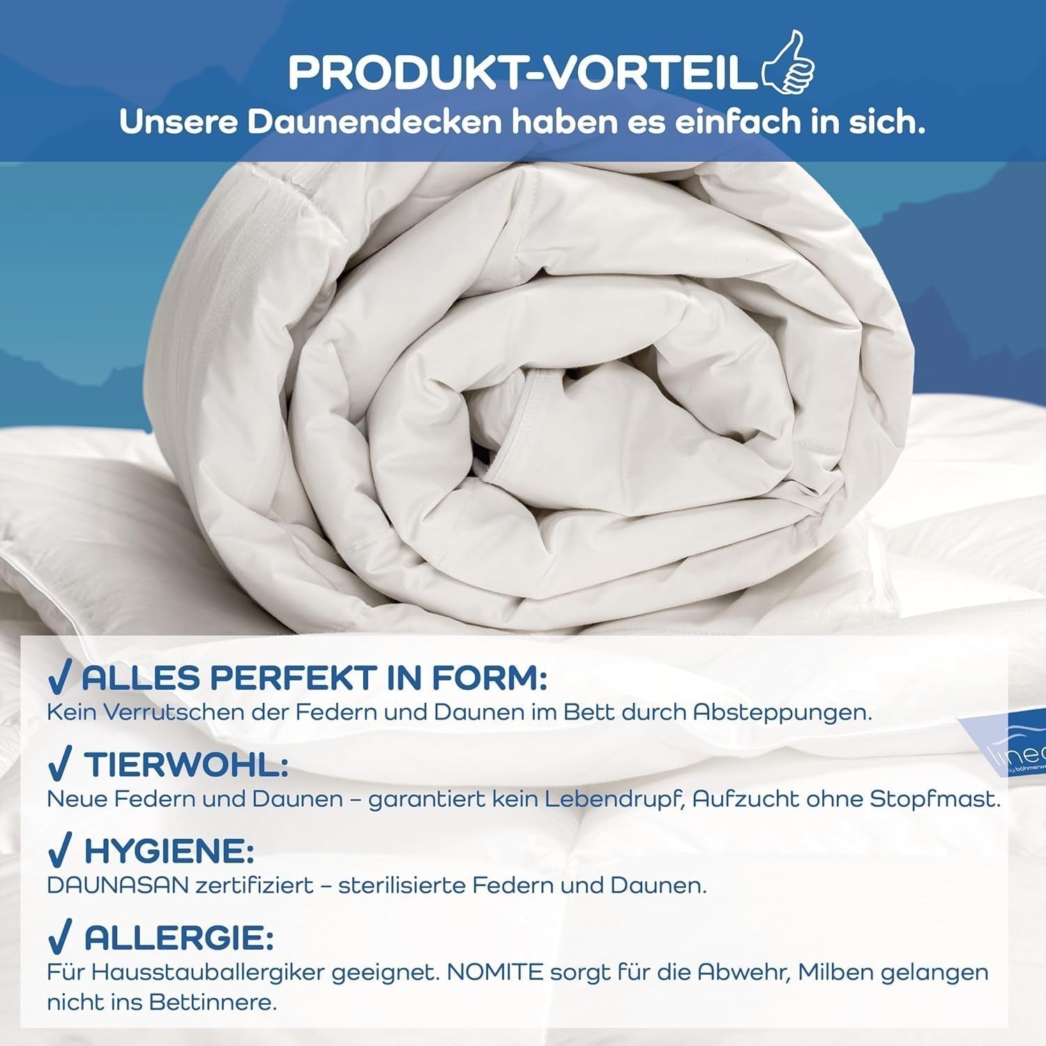 Couette Allnights Couette moyenne 135 x 200 100 % plumes et duvet neufs, hypoallergénique, lavable jusqu'à 60 °C, fabriquée en Allemagne, couettes et couettes blanches Naty Shop