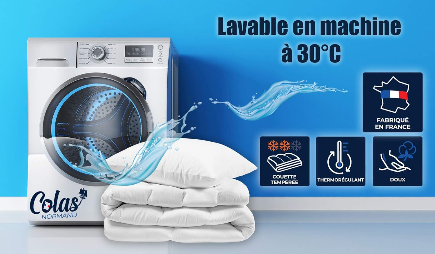 Couette thermorégulatrice, Tempérée, 240 X 220 Cm, Transpiration, Ventilation optimale, 100% coton, Percale, Toucher Fraîcheur, Couettes et couettes françaises Naty Shop