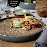 Moritz & Moritz SOLID Service de table en grès 18 pièces pour 6 personnes - Service de table pour 6 personnes, composé de 6 assiettes plates, 6 assiettes à dessert et 6 assiettes plates