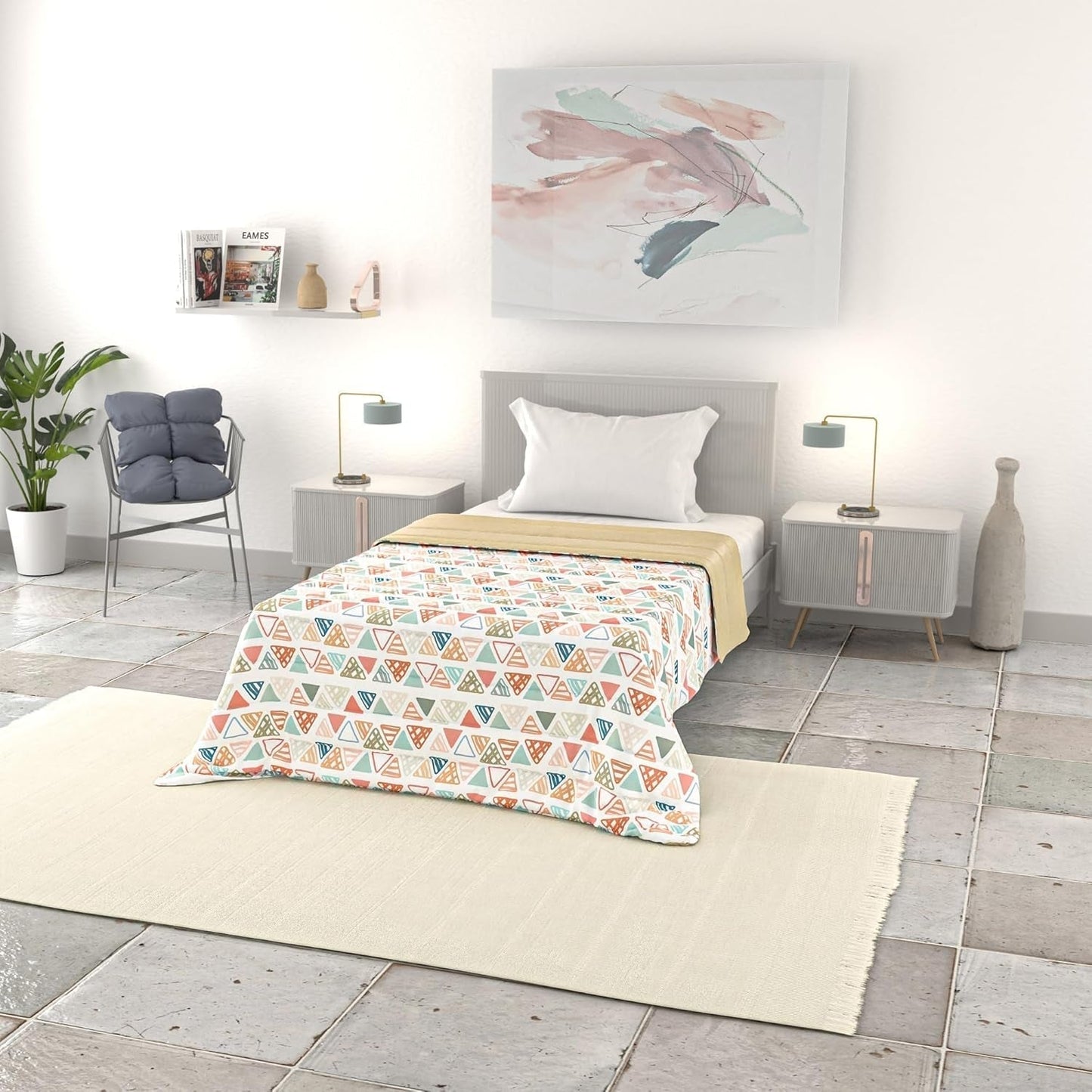 Couverture d'été basique, microfibre, rayures jeans, 200X240Cm Naty Shop Quilts et quilts Different 200X240Cm