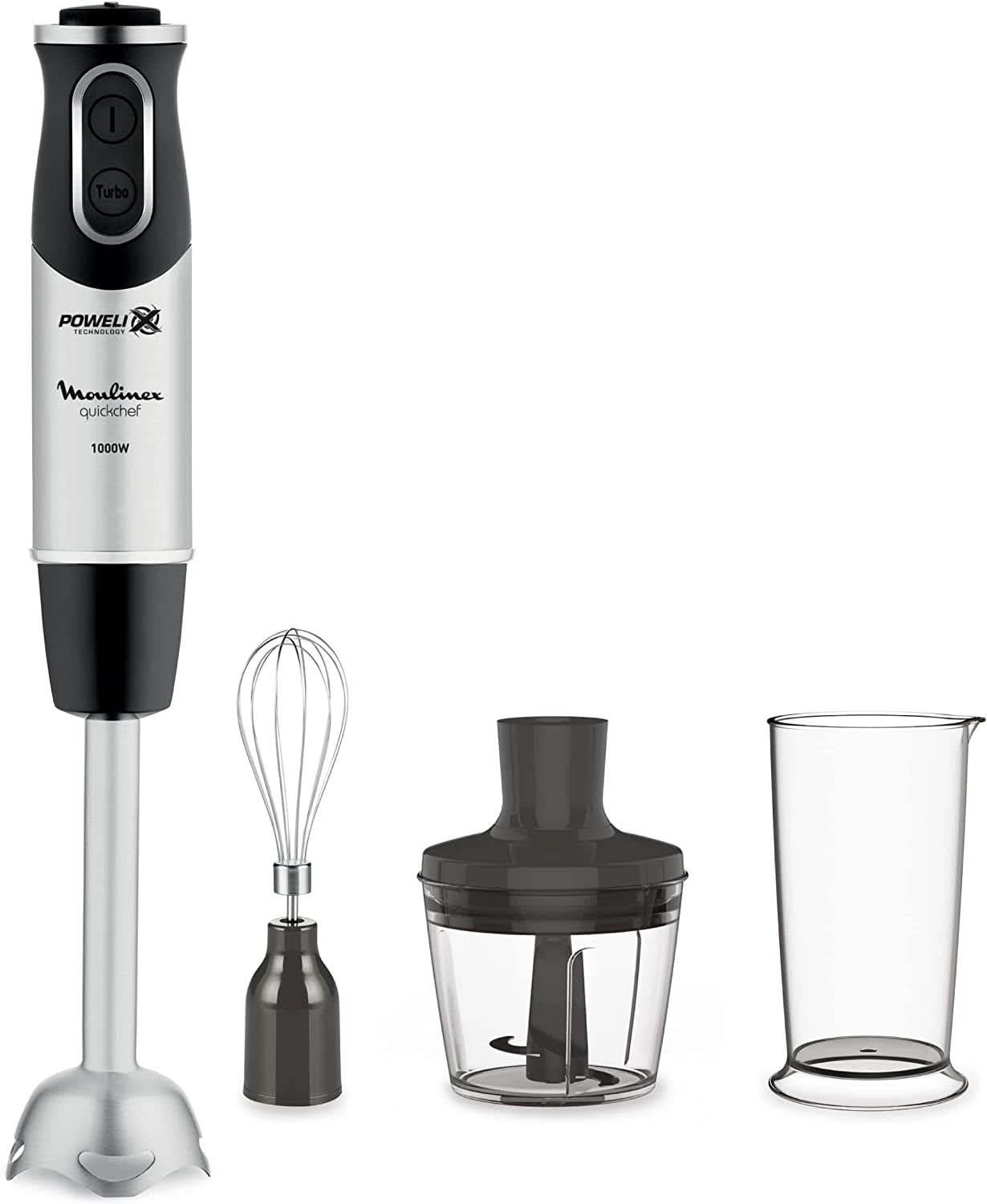 DD6558 DD655810 Quickchef Mélangeur 3-en-1, technologie Powelix, 3 Zubehörteile, Edelstahl, Stahl/Schwarz Kitchen Naty Shop