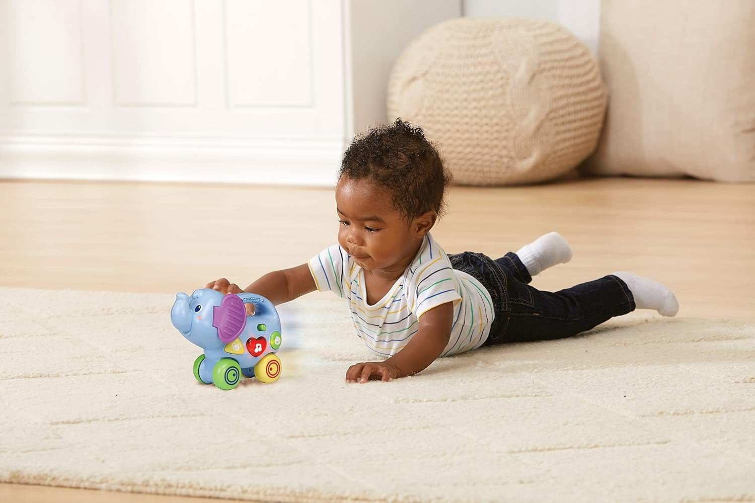 Vtech Baby Little Pushing Elephant - Jouet interactif à pousser et à jouer - Avec chansons, mélodies, phrases et sons - Pour les enfants de 6 à 36 mois Jouets pour bébés Naty Shop
