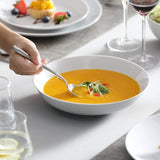 MALACASA Service de table pour 12 personnes, service de table moderne en porcelaine Amelia 48 pièces, service de table avec 12 assiettes plates, assiettes à dessert, assiettes Suma et bols à céréales, service de table moderne pour 12 personnes – Blanc