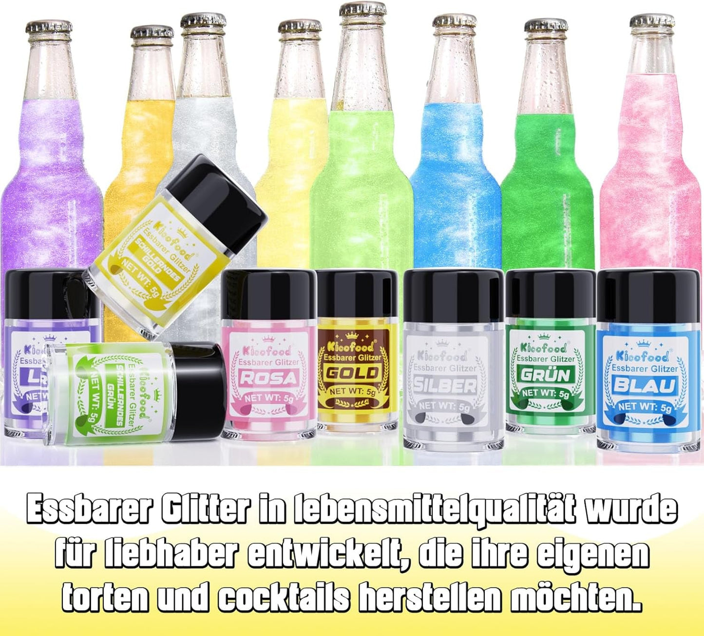 Kicofood, paillettes comestibles, 5 grammes, différentes couleurs Glitter Naty Shop