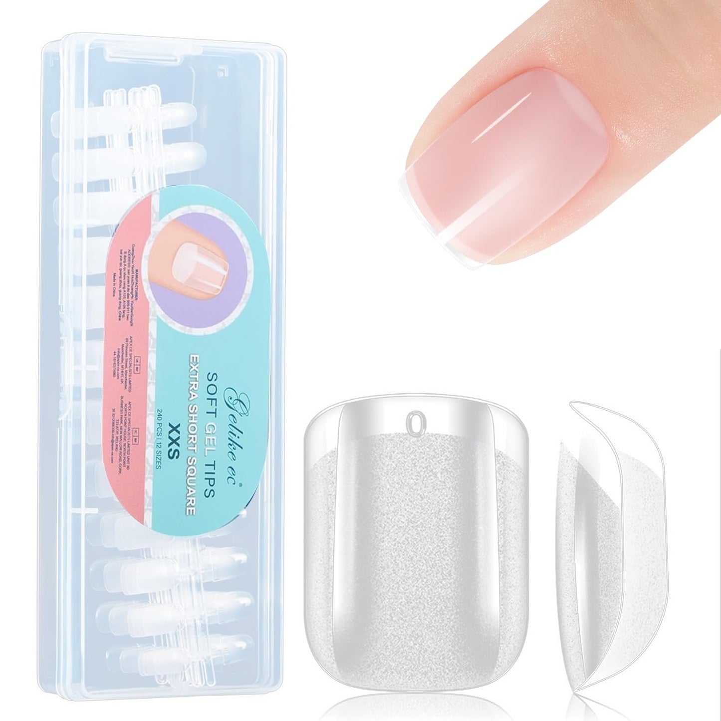 Gelike Ec Ongles courts en amande – Ongles souples à couverture complète, ongles artificiels pré-polis pour extensions d'ongles, studio de manucure à domicile, salon de bricolage, 120 pièces, 12 tailles