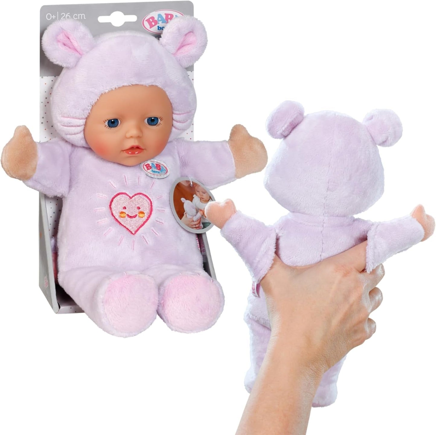 Baby Born for Babies Poupée Douce Souris, 26 cm, avec Oreilles et Poches pour les Doigts, pour Nouveau-nés, 836590 Zapf Creation, Rose