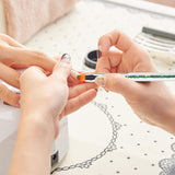 6 pcs Nagel Pinsel Set, Double Fin Nageldesign Pinsel, Acrylique Nail Art Pinsel Set Nail Art Liner Pinsel Dotting Tool pour DIY Nail Art Design (Mit 1 Schwammbürste)
