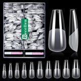 Becellen 500pcs Conseils d'ongles artificiels, Conseils d'ongles en gel souple, Couverture complète, Conseils d'ongles en gel, Ongles artificiels pré-polis, Ensemble de colle DIY Nail Art (Amandes)