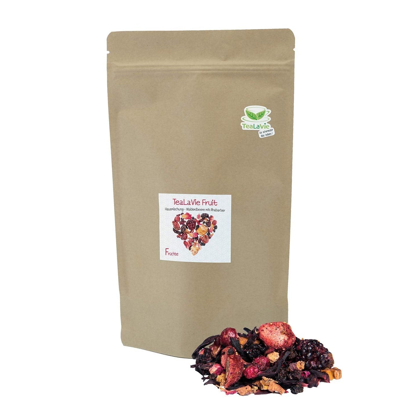 Tealavie - Thé pour enfants sans sucre - Fraises des bois et rhubarbe (200 g) Tealavie Fruit - Thé aux fruits en vrac