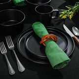 Service de table Bowery, 32 pièces, noir mat, grès, assiettes, bols et tasses, pour 8 personnes