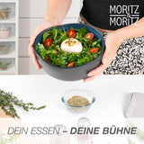 Moritz & Moritz Ensemble de bols de service BIO, Bleu - 2 grands bols en grès de haute qualité, modernes et intemporels, passent au micro-ondes et au lave-vaisselle - parfaits pour les salades, les pâtes, les collations et plus encore