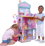 Kidkraft Candy Castle Maison de poupée en bois avec meubles et accessoires, maison de figurines lama licorne, élévateur à gâteau à la crème glacée et chaise en caoutchouc pour poupées, jouet pour 3 ans, 20242 Naty Shop Dollhouses Titre par défaut