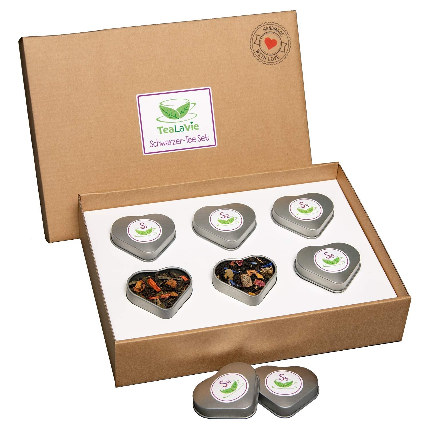 Tealavie Coffret cadeau de 6 thés aux fruits (60 g) Coffret d'échantillons Coffret cadeau de remerciement Idées cadeaux pour femmes collègues Fête des Mères 2024