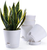 Pot de Fleur 6 Pièces 12,7 cm Jardinière à Arrosage Automatique Pot de Fleur intérieur extérieur à Drainage élevé avec Plateau de réservoir et Bord d'arrosage Jardinière de Jardin Jardin