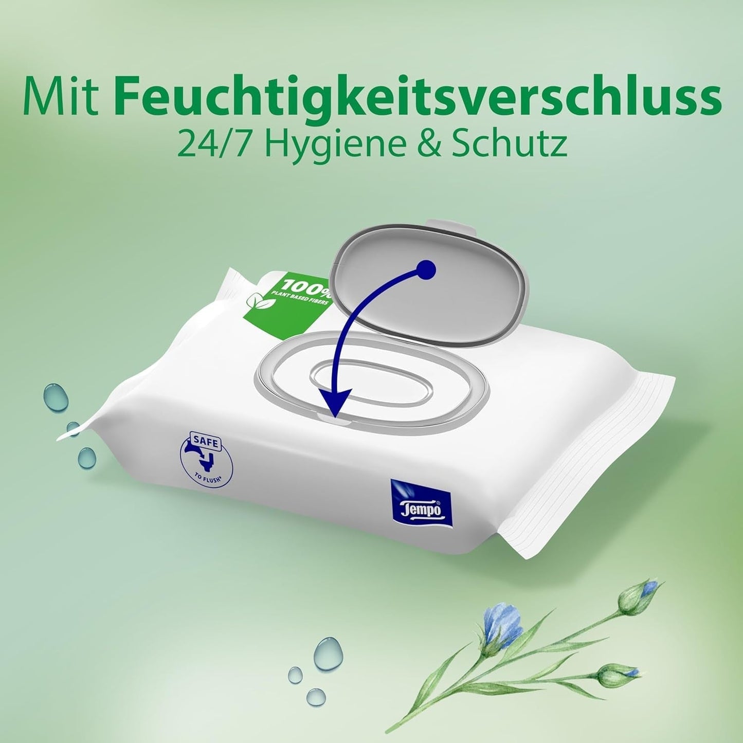 Lingettes de toilette Tempo "Doux & Soin" - Megapack - 16 paquets de 42 lingettes - Duo Packs - à la camomille naturelle - papier toilette, testé dermatologiquement et neutre au Ph de la peau