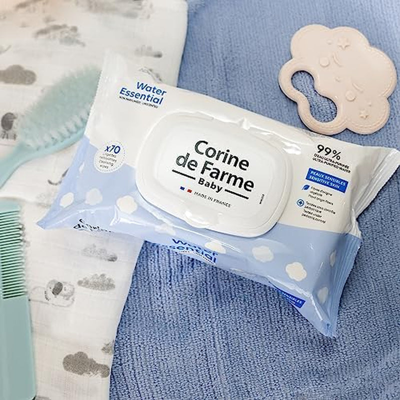 - Lingettes bébé Change Water Essential x70 - Produit de toilette en fibres végétales - Eau ultrapurifiée à 99% - Hygiène dès la naissance - Couvercle refermable