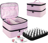 Sac organisateur de vernis à ongles, boîte de rangement double de vernis à ongles, organisateur de coffre pour le design des ongles, sacs cosmétiques pour 30 flacons de base Neonail (15 ml-0,5 fl. oz) et 1 lampe à ongles (noir)