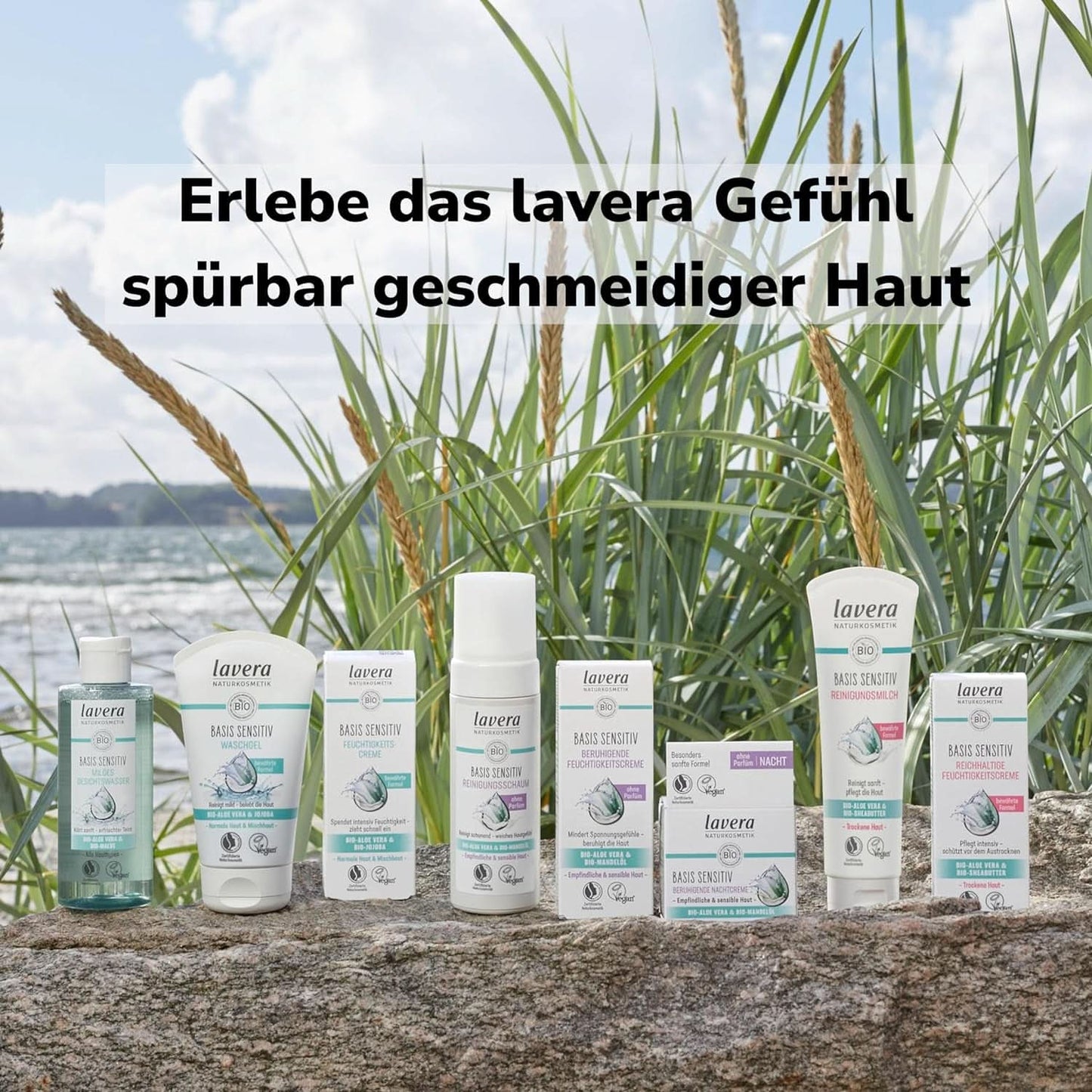 Lavera Basis Sensitiv, soin intensif pour peaux sèches à l'Aloe Vera et à l'huile d'amande, 150 ml Naty Shop