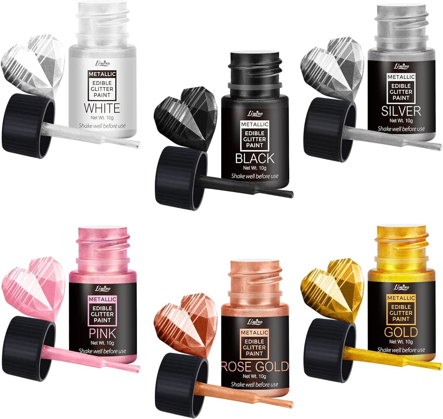 Paillettes alimentaires liquides, 60 ml Naty Shop Set 6 couleurs x 10 ml