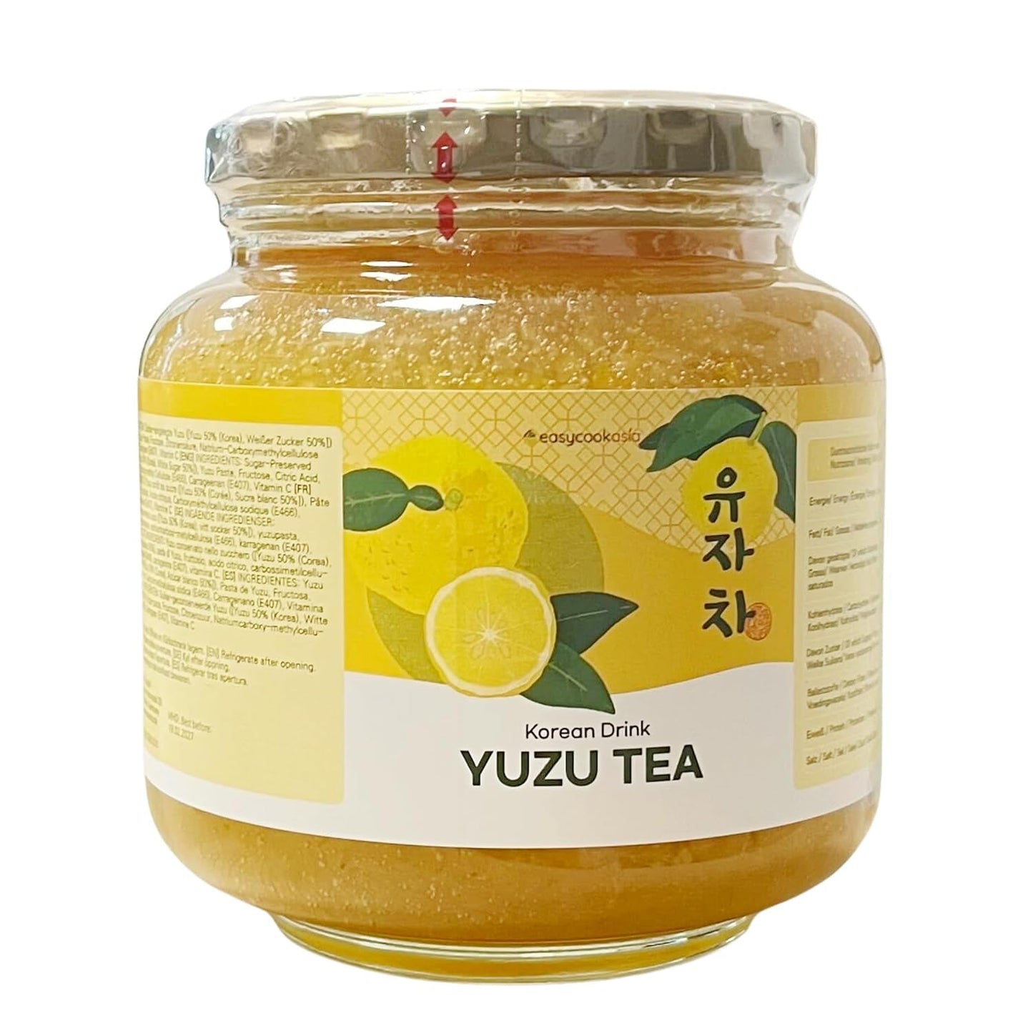 Boisson coréenne Easycookasia – Thé Yuzu | Fruité, sucré et citronné | Avec de la vitamine C | Pour le thé, la limonade, les cocktails et les desserts | Découvrez la culture asiatique du thé (500g)
