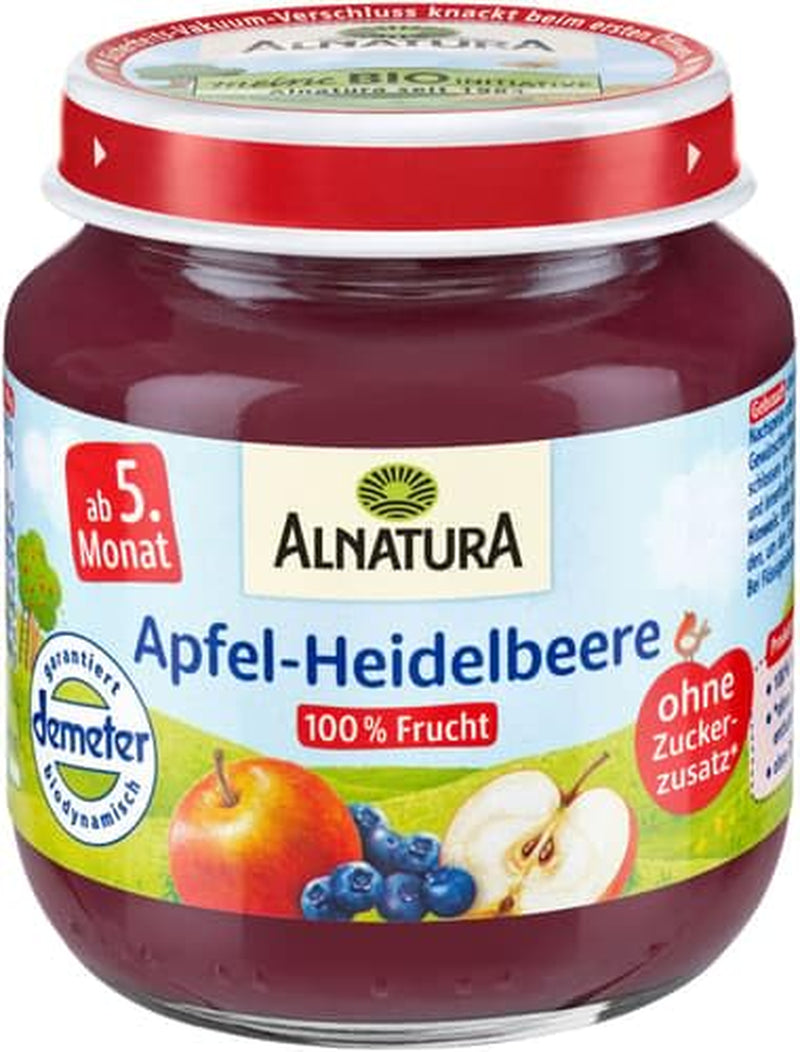 Pot en verre Demeter aux pommes et myrtilles, 125 g
