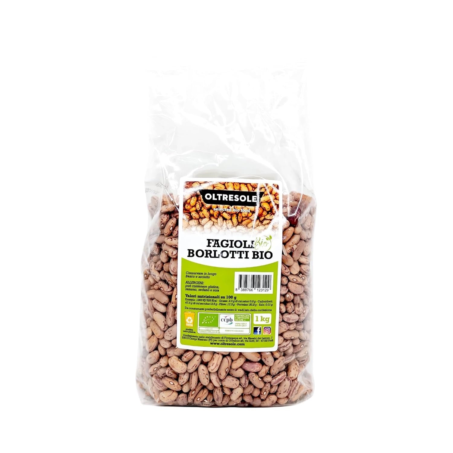 Haricots Borlotti biologiques 5 kg, Légumineuses séchées biologiques issues de cultures contrôlées, Idéales pour les salades, soupes et accompagnements, Format pratique