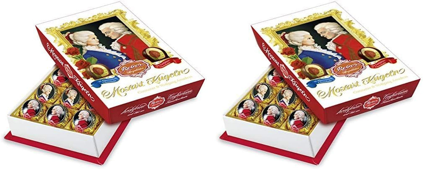 Boules Reber Mozart au chocolat noir, pack de 6 avec pâte d'amande et nougat, vegan - 1 x 120 g