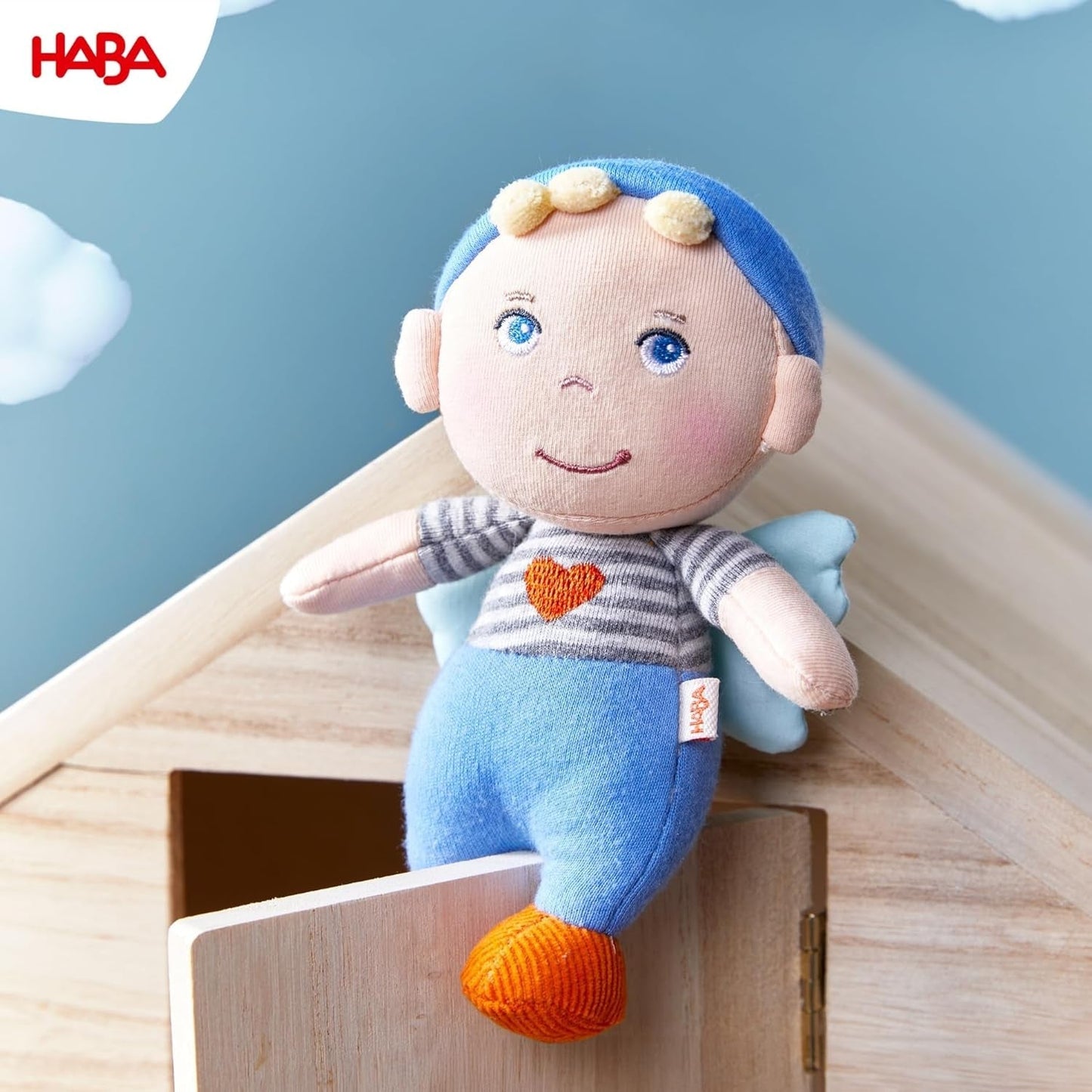 HABA Tapis Ange Gardien - Poupée textile en peluche (15 cm), cadeau de bienvenue idéal pour bébés et jeunes enfants - lavable à 30°C - 2011869001 Poupées Naty Shop