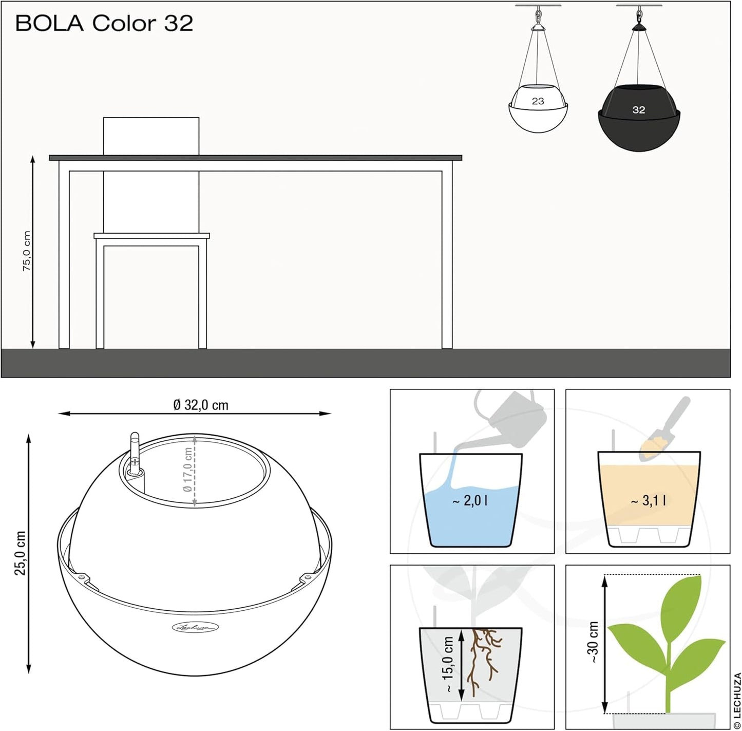 LECHUZA BOLA Couleur 32 blanc 16850