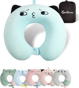 Oreiller cervical, oreiller cervical pour enfants pour avion, voiture, voyage en train, oreiller de voyage en mousse à mémoire de forme pour adulte, oreiller en forme de U à motif animal mignon, housse amovible (rose 2) Naty Shop Oreillers orthopédiques cervicaux bleu 2
