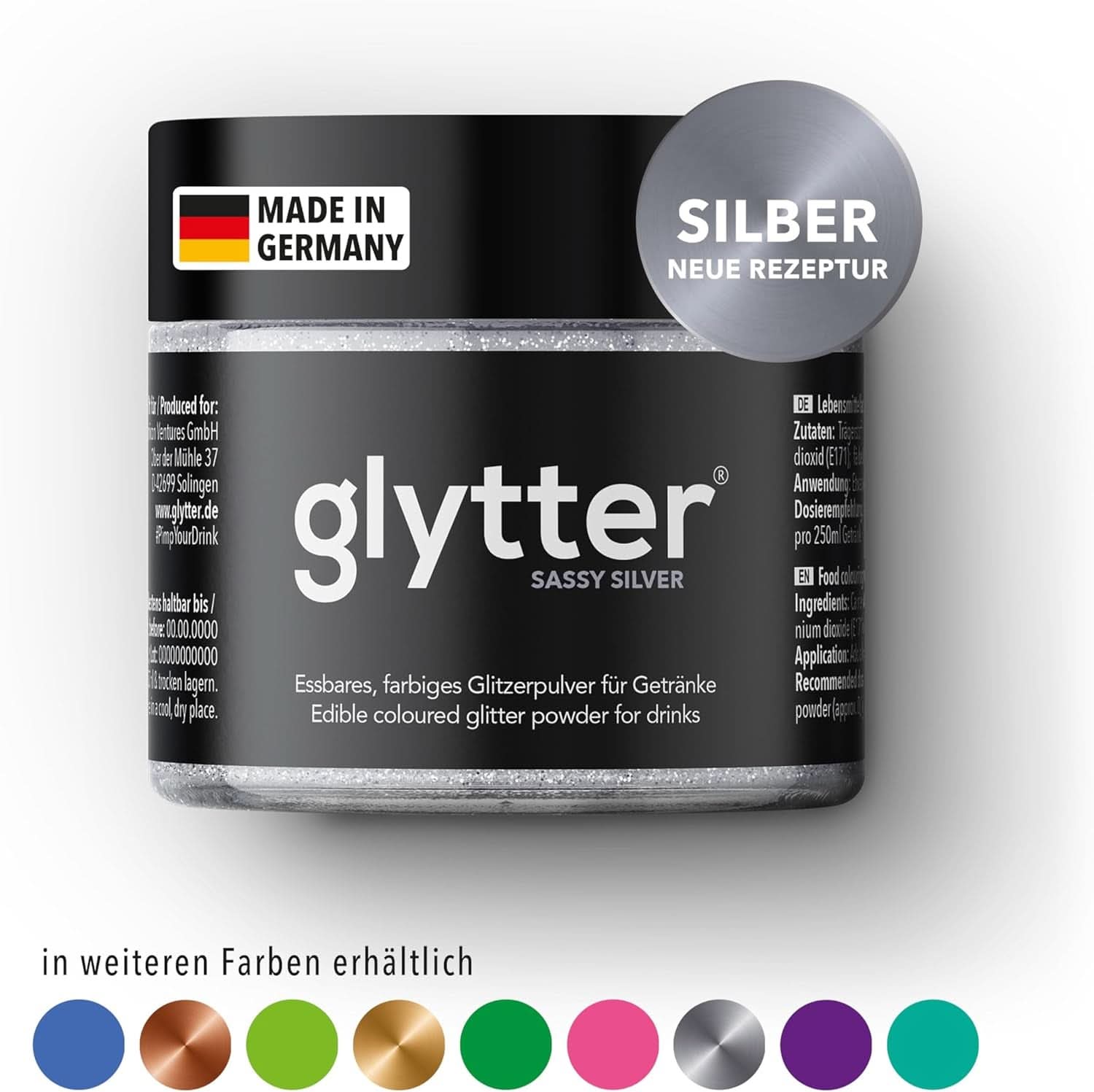 Glitter Glitter Powder For Drinks (Argent) - Paillettes comestibles pour boissons, 10 grammes Glitter Naty Shop